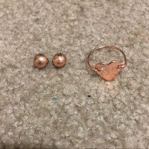 Copper earring and ring set